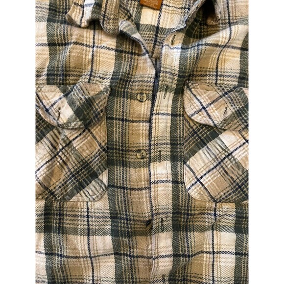 Zone Flannel Shirt Plaid Size XL Vintage Thick Heavy Weight Black Brown Beige - Picture 5 of 9